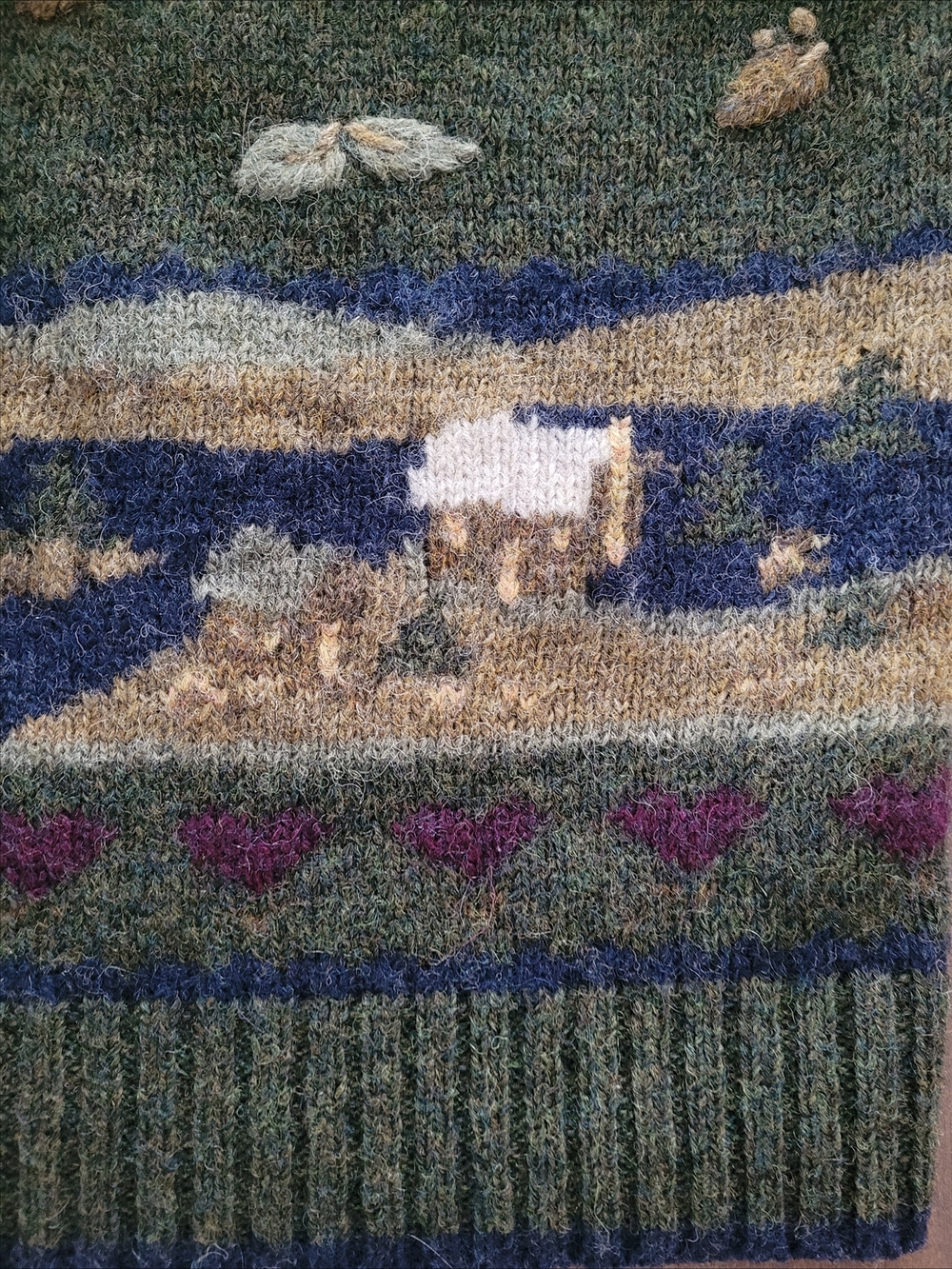 Vintage Scenic Cottagecore Wool Cardigan Houses Popcorn Knit S - Picture 4 of 7